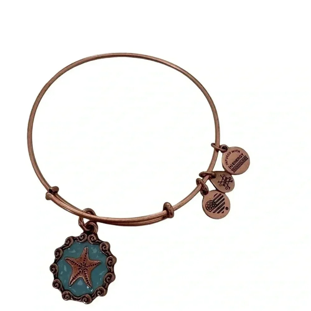 Alex and Ani Star Fish II Bracelet Charm Color Infusion Jewelry Bangle Blue - Picture 3 of 5